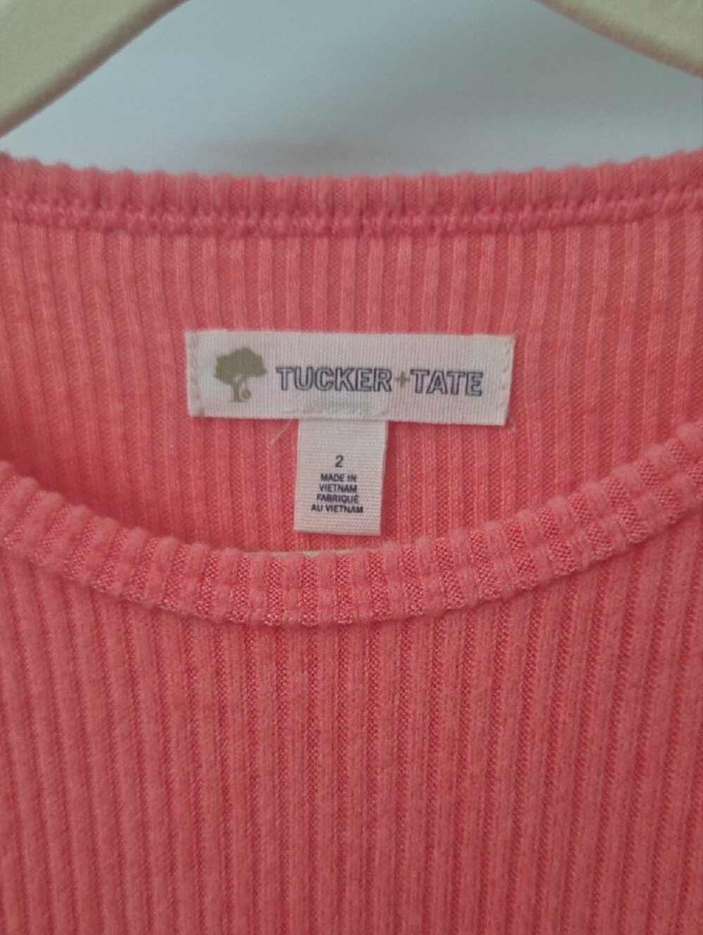 Coral Ribbed Long Sleeve Dress - Picture 2 of 3